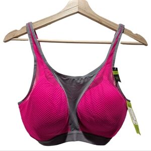 Ambrielle Sports Bra NWT Medium Impact Mesh Hot Pink Gray 36B